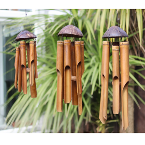 Carillons en bambou de coquille de noix de coco pour la maison ou le jardin Meilleur produit d'artisanat de décoration du Nouvel An-Caryln 0084935825297WA - Product Image 1