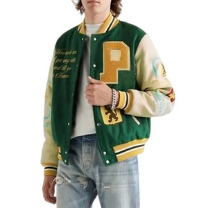 Vigour ชุดเลตเตอร์แมนเบสบอลมีฮู้ดสำหรับผู้ชายเสื้อแจ็คเก็ตขนสัตว์แบบบางปักด้วยหนังกำมะหยี่สำหรับฤดูหนาว - Product Image 1