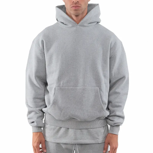Sweat à capuche oversize en molleton de coton lourd de haute qualité pour homme, avec broderie unie, impression personnalisée, épaules tombantes, XS - Product Image 3