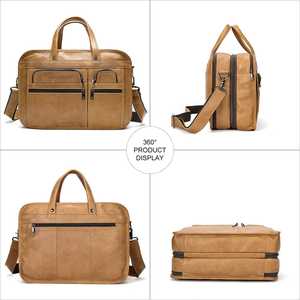 Maletín de cuero genuino de diseño retro para hombre, bolso para ordenador portátil, adecuado para uso comercial, bolso ligero de viaje para hombre - Product Image 4