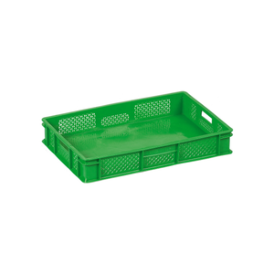 Base de Plástico Verde Perforada para Cajas, Apilable, Contenedor Industrial de Almacenamiento, Material Virgen, para Cosecha de Frutas y Verduras - Product Image 1