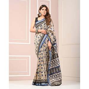 Sari Chanderi Estampado para Mujer con Blusa, Conjunto Elegante - Product Image 3