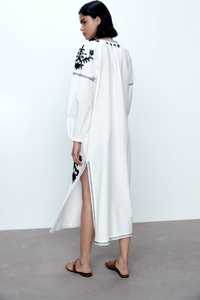 Vestido Midi informal de algodón para mujer, vestido largo holgado bohemio bordado con flores, 100% - Product Image 3