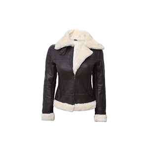 แจ็กเก็ตหนังแกะคอตั้งสำหรับผู้หญิง, ใหม่2025แจ็คเก็ตผ้าใบหนังแกะแฟชั่นสำหรับผู้หญิง - Product Image 5