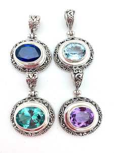 จี้หินธรรมชาติทรงรีกว้าง ชุบโรเดียม/ทอง ทำด้วยมือ เครื่องประดับเงินแท้สไตล์ชนเผ่าดั้งเดิม ของขวัญสำหรับเธอ - Product Image 4