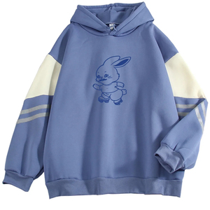 Hiver Offre Spéciale de la saison Nouveau style Sweat à capuche à manches longues Loose Color Block Rabbit Print Casual Women's Sweatshirt Comfortable - Product Image 2