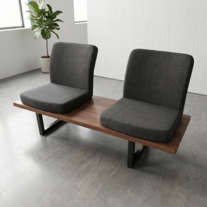 Sofá de Oficina Moderno de Dos Plazas, Cuero PU, Estructura de Madera Maciza, Patas de Madera, Esponja de Alta Densidad, Diseño Minimalista, Duradero, Comercial - Product Image 6