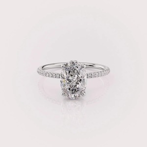 IGI Certified Oval Cut Lab Grown Diamond Engagement <b>Ring</b> Solid 925 Sterling <b>Silver</b> Pave Diamond Bridal <b>Ring</b> - Product Image 1
