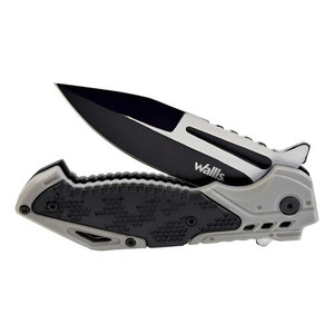 Coltello con serratura Wallis K900367, manico grigio con lama nera opaca - Product Image 1