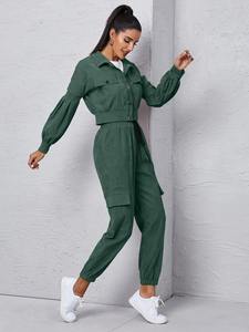 Conjunto Deportivo Corto de Dos Piezas para Mujer, Chaqueta con Cierre y Pantalones de Poliéster, Proveedor OEM, Venta al Por Mayor - Product Image 5