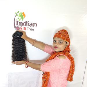 Wholesale Price Indian Human <b>Hair</b> Bundles <b>Curly</b> Kinky Virgin Cuticle Aligned Black Color Naturally Raw Single Drawn <b>Extensions</b> - Product Image 4