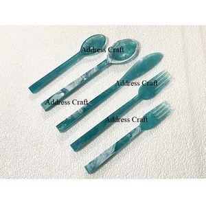 Juego de Cubiertos de Resina Brillante con Remolinos Blancos y Naranjas, Juego de Cubiertos de Resina Hechos a Mano, Venta Caliente 2025, Utensilios de Cocina - Product Image 5