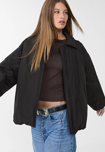 Haute qualité noir OEM femmes col doudoune fermeture éclair complète manches longues solide bulle hiver veste respirant tricoté - Product Image 2