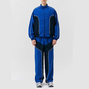 Chándal de algodón 100% de alta calidad con contraste de colores, conjunto de pantalones de chándal para correr, chándales cortavientos personalizados para hombre - Product Image 1