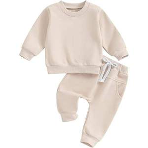 Trajes de chándal informales transpirables ligeros de 2 piezas para niños pequeños niñas con capucha de manga larga de invierno sólido grueso niños - Product Image 6