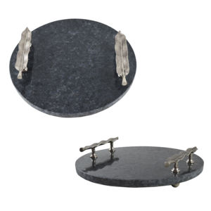 Plateau de service créatif fait à la main à six côtés hexagone blanc avec poignées en métal doré plateau de service en marbre décoratif de noël - Product Image 6