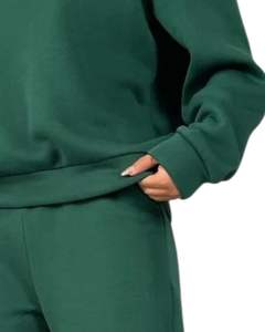 Ensemble de survêtement vert surdimensionné pour femmes, sweat-shirt décontracté ample et pantalon de jogging, tenue de détente en deux pièces pour l'automne et l'hiver - Product Image 6