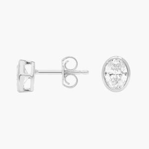 Modernos Pendientes de Diamantes con Corte Ovalado y Bisel, 0.50 Ct, Diamantes Cultivados en Laboratorio en Oro Sólido de 14K, para Uso Diario, Regalo - Product Image 2