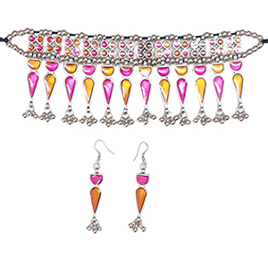Multicolor <b>Mirror</b> Bindi Necklace for Party Occasions - Product Image 2