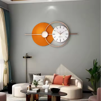 Horloge murale grand format à aiguilles silencieuses, design classique, style Art Déco antique, nordique, en métal et verre orange, pour la maison et le bureau