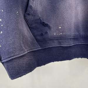 Sweat à capuche oversize vintage effet éclaboussures de peinture streetwear 100% coton French Terry délavé soleil pour homme avec logo personnalisé - Product Image 4