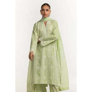 Conjunto de Camisa y Pantalón Casual de Verano para Mujer, en Chifón Bordado con Cuello en V, Transpirable, Manga Larga, Solo Limpieza en Seco IPST-44350 - Product Image 2