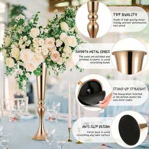 Jarrón de Metal para Boda, Fiesta, Evento, Decoraciones, Mesa, Centro de Mesa, Soporte de Flores, Oro, Plata, Negro, Blanco - Product Image 4