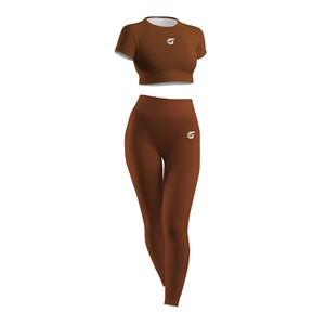 Everyday Active Set for <b>Women</b> High-Waisted Solid Pattern Leggings with Fitted <b>Top</b> Front Logo Placement - Product Image 2