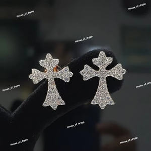 ต่างหูแบบคลาสสิคทรงกากบาท ประดับเพชรโมอิสซาไนต์ VVS เงินแท้ 925 สไตล์ฮิปฮอป สำหรับผู้หญิง - Product Image 2