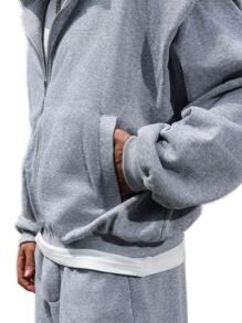 Survêtements surdimensionnés vierges du fabricant d'usine 100% coton polaire fermeture éclair vers le haut USA taille impression personnalisée survêtements pour hommes - Product Image 2