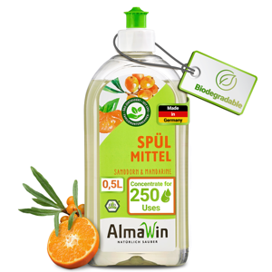 AlmaWin Brand Organic Dishwashing <b>Liquid</b> Sea Buckthorn-Mandarin Scent 500ml <b>Liquid</b> Powerful Dishwashing Organic Detergent Custom - Product Image 1