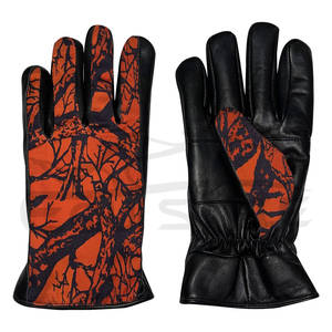 Gants en cuir pour hommes Orange Black Camo Print Usine Directe Fabricant Gants d'hiver en peau de mouton Vente en gros - Product Image 1