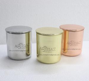 Pots à bougies vides avec logo personnalisé du fabricant Récipient en acier inoxydable placage de cuivre en laiton pour la fabrication de bougies décoration intérieure - Product Image 2