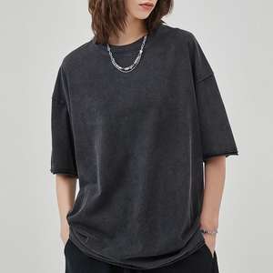 High Street Cut and Sew Camiseta Heavyweight Tee Hombres Gimnasio de alta calidad Camiseta de lavado vintage de gran tamaño - Product Image 4