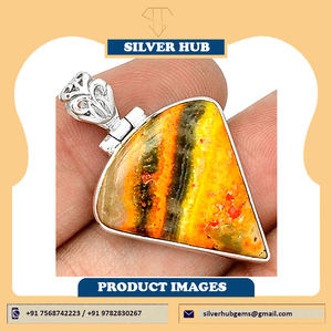 ที่มีคุณภาพสูงที่ร้อนแรงที่สุด925เงินสเตอร์ลิง Bumble ผึ้งแจสเปอร์ที่ทำด้วยมือจี้สำหรับขาย - Product Image 6