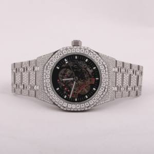 Reloj de acero inoxidable para hombre, Colección Hip Hop, Moissanite helado brillante, corte brillante, ventana de diamante, 41mm, negocios - Product Image 1