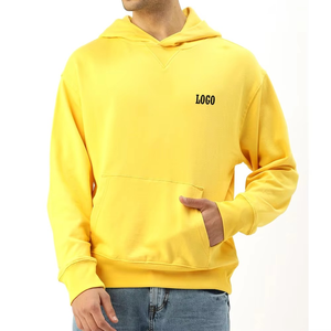 Jersey mezclado de manga larga de algodón de alta calidad con capucha, bolsillo de canguro, ropa informal, puños de Color sólido, básicos, cómodo invierno - Product Image 1