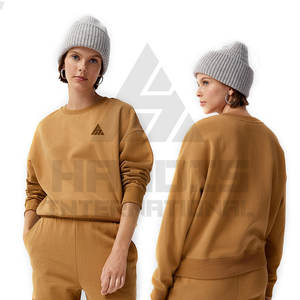 Sudaderas largas de algodón liso para mujer, sudadera de lana con hombros caídos Unisex, sudadera personalizada para mujer, Sudadera de cuello redondo - Product Image 3