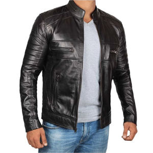 เสื้อแจ็กเก็ตมอเตอร์ไซค์หนังแท้สำหรับผู้ชาย, เสื้อแจ็คเก็ตขี่มอเตอร์ไซค์แบบบางพร้อมโลโก้ด้านหน้ากันลมและเป็นมิตรกับสิ่งแวดล้อม - Product Image 3