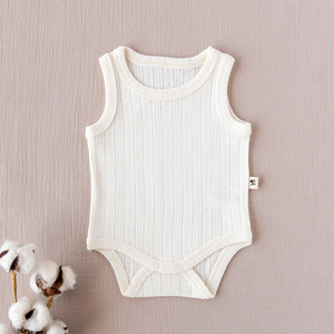 Camiseta sin Mangas Unisex Blanca de Algodón con Cuello Redondo, Transpirable, Conjunto de Ropa de Verano para Bebés de 0 a 3 Meses - Product Image 1