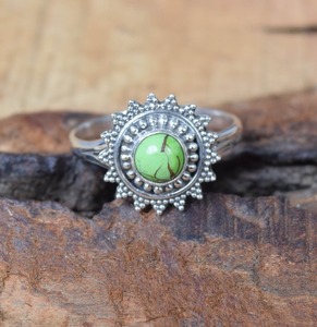 Bague de promesse cadeau de mariage 925 en argent Sterling fait à la main Turquoise pierre précieuse naturelle bague solide bijoux Fine bague en argent bijoux - Product Image 3