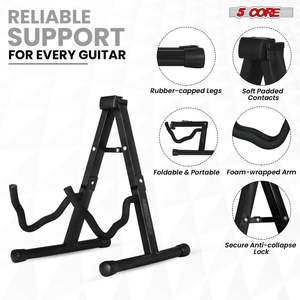 5 Core <b>Guitar</b> Stand 2PC A Frame w Soft Foam Arm Non Slip Rubber for Acoustic Electric Bass - Product Image 6