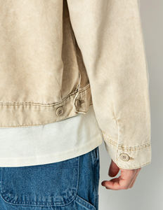 Chaqueta DE TRABAJO Vintage con forro de satén para hombre con logotipo personalizado de alta calidad, ropa de calle, chaqueta de trabajo con cuello vuelto y cremallera de trabajo de lona - Product Image 4