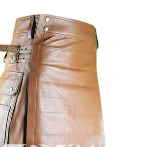 Vente chaude Steampunk Marron Vintage En Cuir Traditionnel Utilitaire Kilt Scottish Wear Cosplay, Kilts Sur Mesure Avec Poches Latérales - Product Image 4