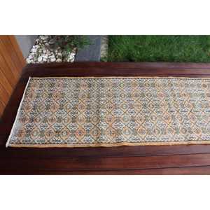 Alfombra Turca Vintage de 2.4x9.1 pies (72x276 cm), Alfombra Azul de Lana Marroquí - Product Image 5