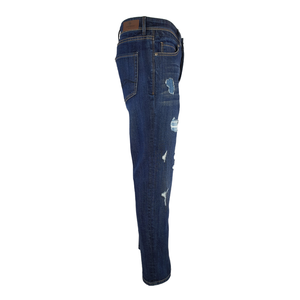 Jean pour Hommes Taille Haute Baggy Pantalon Logo Personnalisé Jambe Droite Coupe Ample Lavage À L'acide Pantalon Urbain Streetwear Denim Mode - Product Image 4