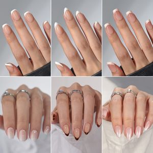 Herbruikbare Faux Ongles Nep Valse Nagels Met Lijm Groothandel Korte Zachte Gel 3d Luxe Design Handgemaakte Franse Pers Op Nagels En Gel - Product Image 4