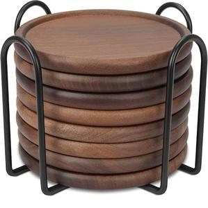 Ensemble de 4 sous-verres en bois personnalisés faits à la main avec support pour le thé, la Table basse, le dessous de verre décoratif - Product Image 4