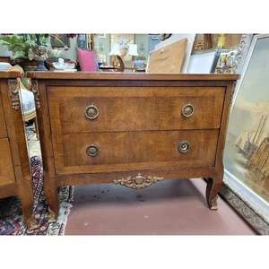 Elegant French Style Solid Mahogany <b>Bedside</b> Tables 2 Drawers | Handcrafted Assembled Customizable Bedroom Nightstands | Premium - Product Image 2