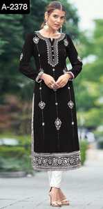 Indian and Pakistani Style Casual and Daily Wear Rayon Kurtis with Heavy Simple Embroidery Work Kurtis with Plazzo Set for Women - Product Image 3